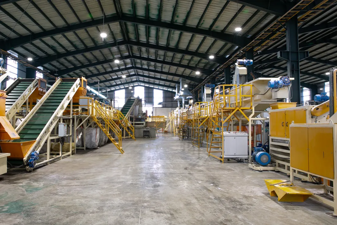 Flake processing equipment on the factory floor